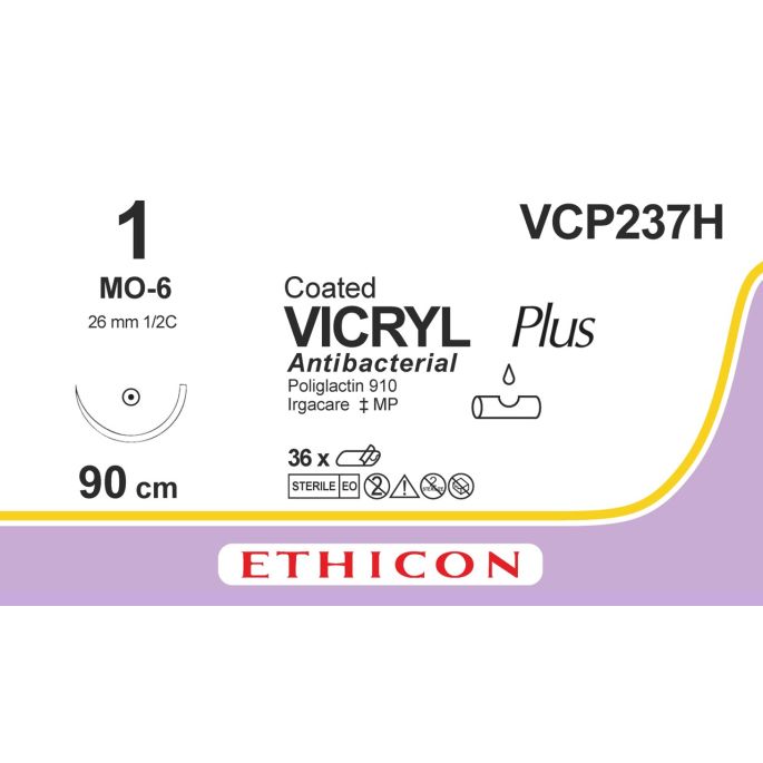 Vicryl Plus violet 1, MO-6 naald, VCP237H, 36 stuks