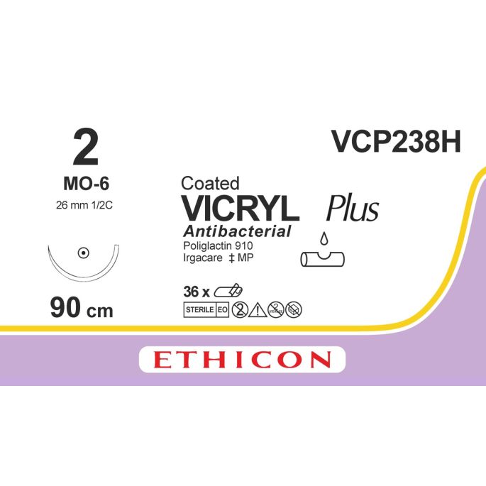 Vicryl Plus gecoat violet 2, MO-6 naald, VCP238H, 36 stuks