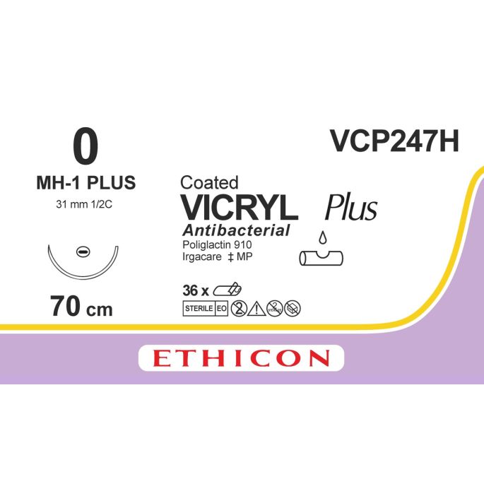 Vicryl Plus gecoat violet 0, MH-1 PLUS naald, VCP247H, 36 stuks