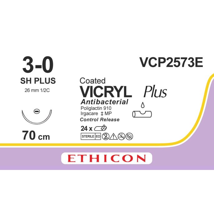 Vicryl Plus gecoat violet 3-0, SH PLUS CR naald, VCP2573E, 24 st.