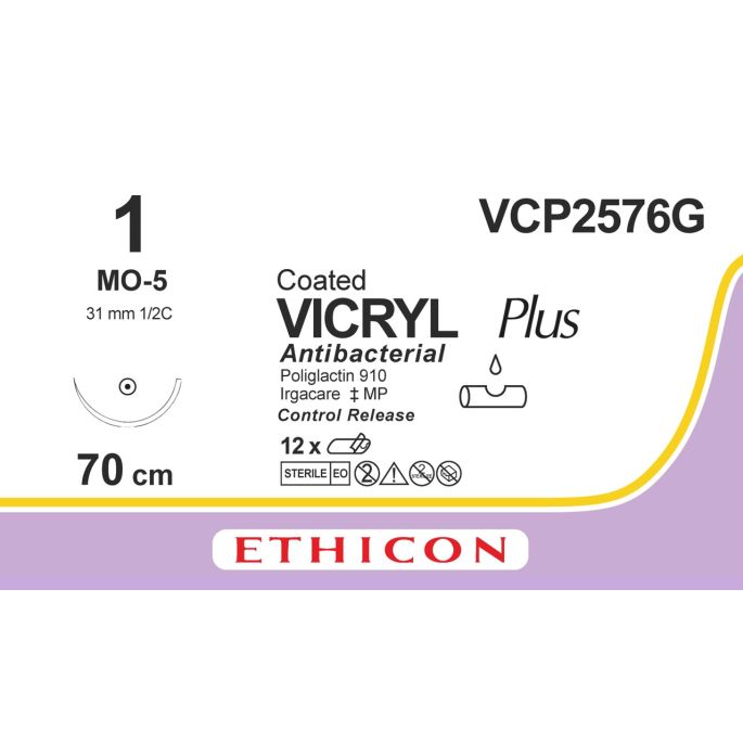 Vicryl Plus violet 1, MO-5 CR naald, VCP2576G, 12 stuks