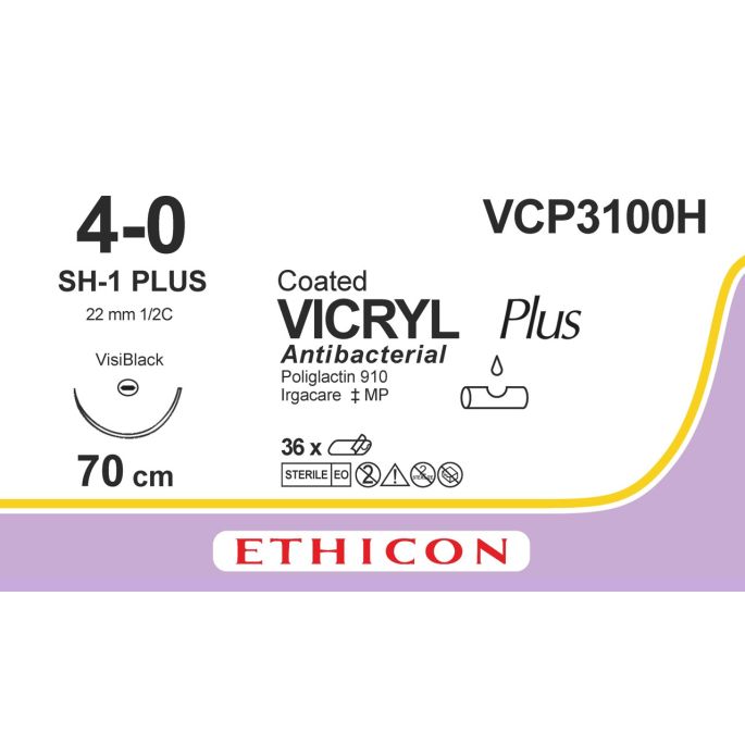 Vicryl Plus violet 4-0, SH-1 PLUS VB naald, VCP3100H, 36 stuks