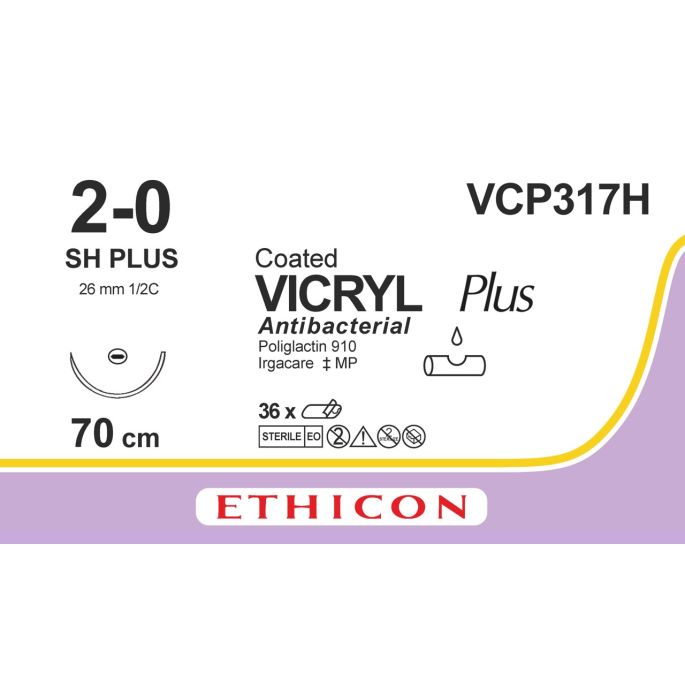 Vicryl Plus violet gecoat 2-0, SH naald, VCP317H, 36 stuks