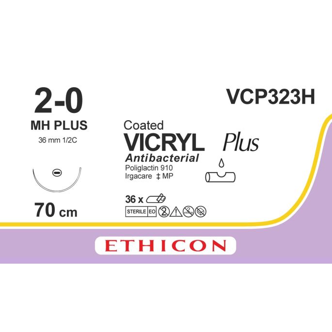 Vicryl Plus gecoat violet 2-0, MH PLUS naald, VCP323H, 36 stuks