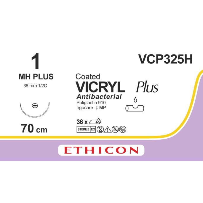 Vicryl Plus gecoat violet 1, MH PLUS naald, VCP325H, 36 stuks