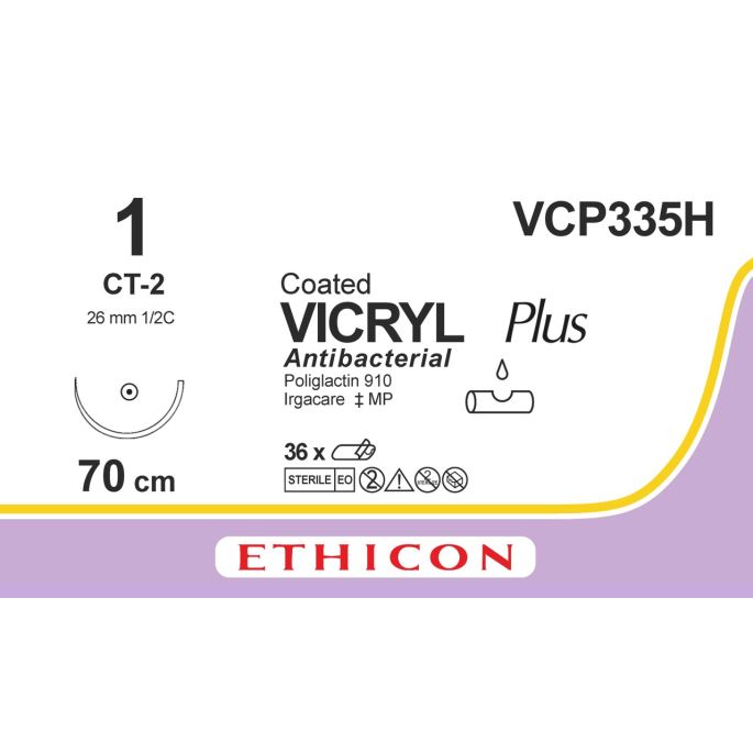 Vicryl Plus gecoat violet 1, CT-2 naald, VCP335H, 36 stuks