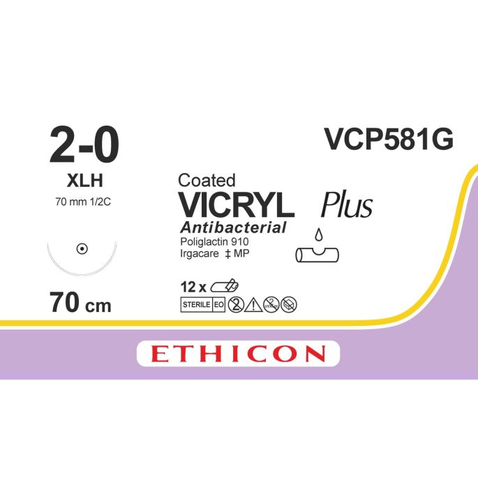 Vicryl Plus violet 2-0, XLH naald, VCP581G, 12 stuks