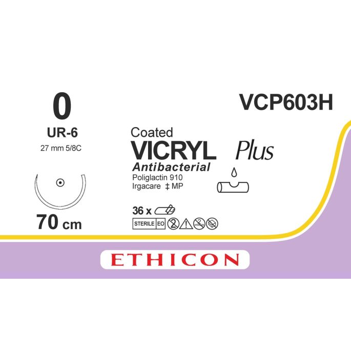 Vicryl Plus violet gecoat 0, UR-6 naald, VCP603H, 36 stuks