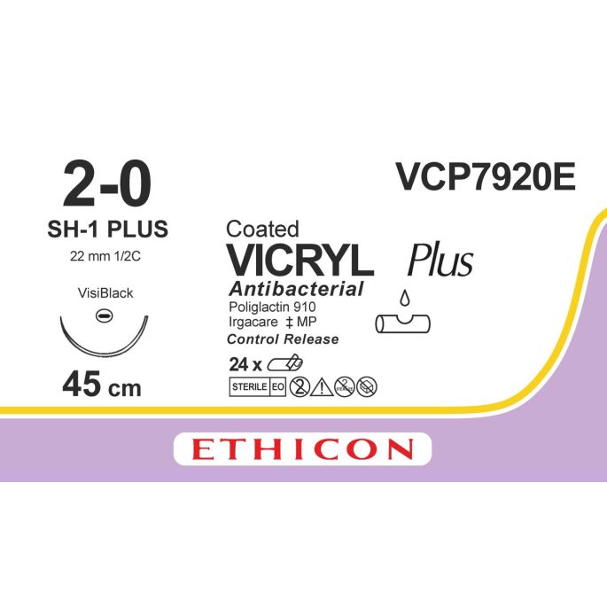 Vicryl Plus violet 2-0, JB-1 VB C-R naald, VCP7920E, 24 stuks