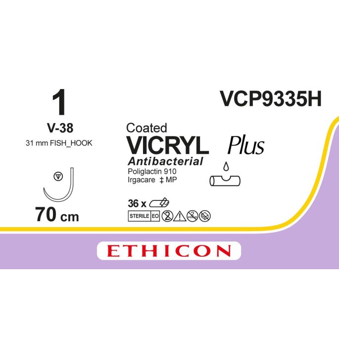 Vicryl Plus violet 1, V-38 naald, VCP9335H, 36 stuks