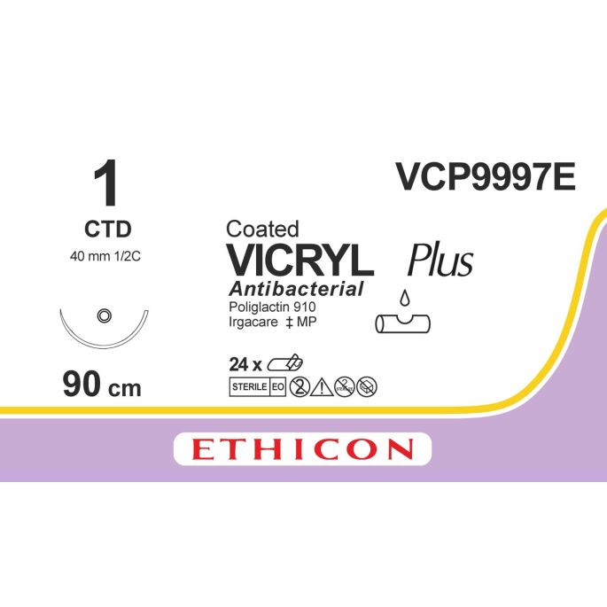 Vicryl Plus violet 1, CTD naald, VCP9997E, 24 stuks