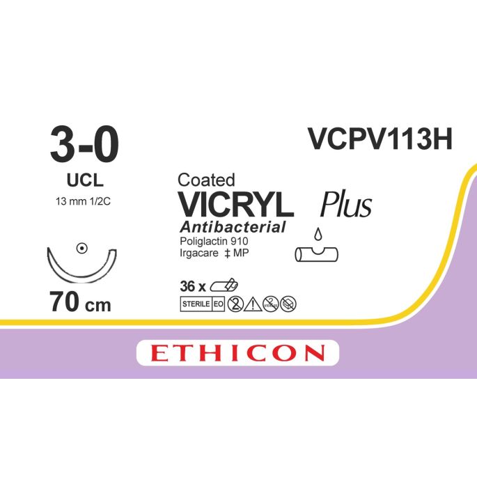 Vicryl Plus gecoat violet 3-0, UCL naald, VCPV113H, 36 stuks