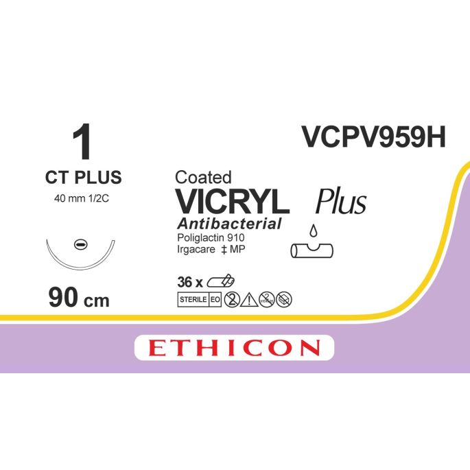 Vicryl Plus gecoat ongekleurd 1, CT PLUS naald, VCPV959H, 36 stuks