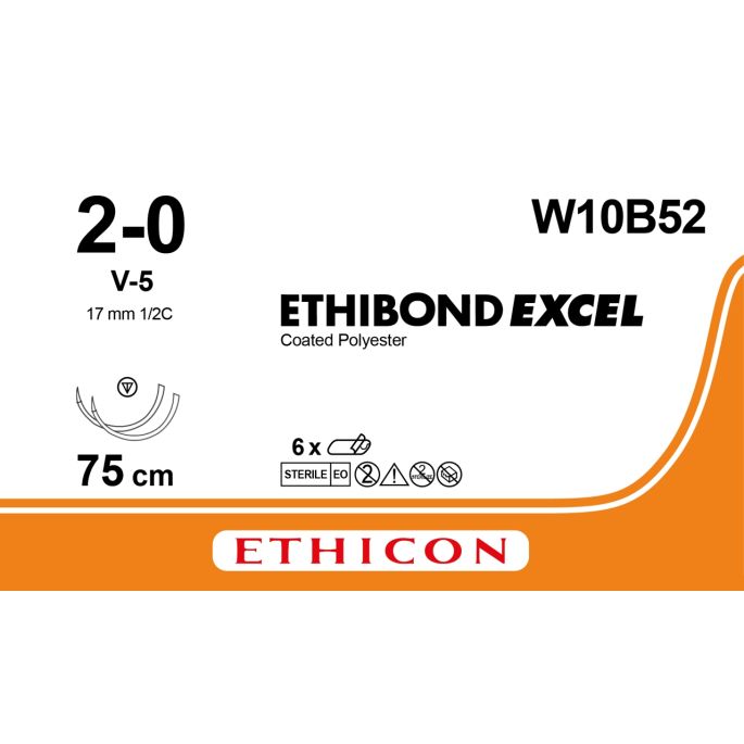 Ethibond Excel groen/wit 2-0, V-5 naald, W10B52, 6 stuks