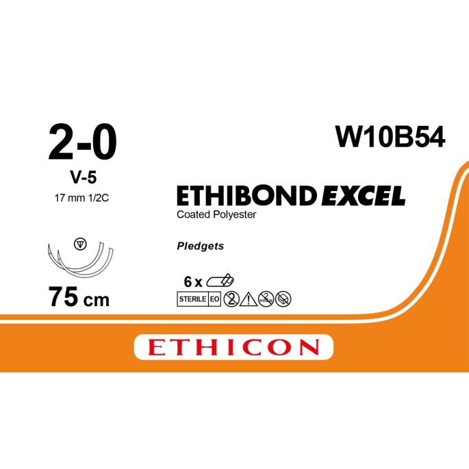 Ethibond Excel groen/wit 2-0, V-5 +10SC PLDGT FRM naald, W10B54, 6 stuks