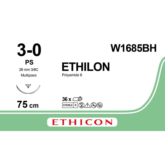 Ethilon zwart 3-0, PS PRIME MP naald, W1685BH, 36 stuks