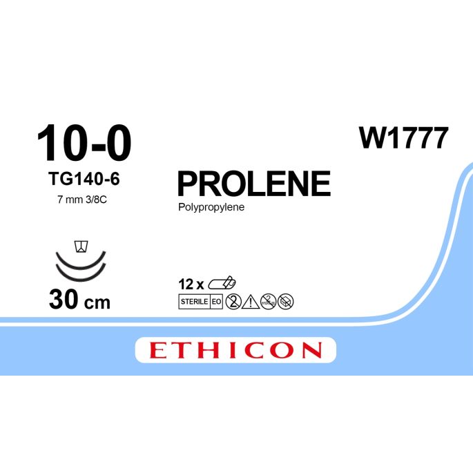 Prolene blauw 10-0, TG140-6 naald, W1777, 12 stuks