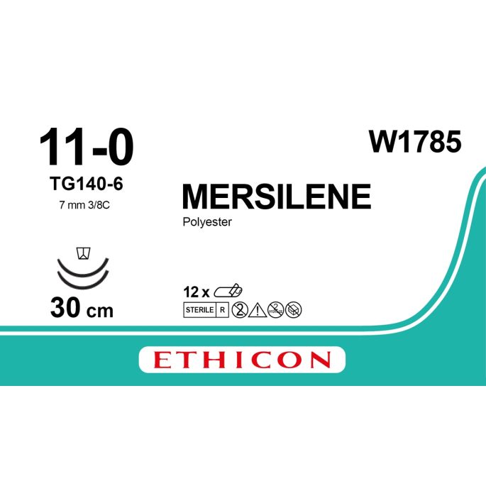 Mersilene groen 11-0, TG140-6 naald, W1785, 12 stuks