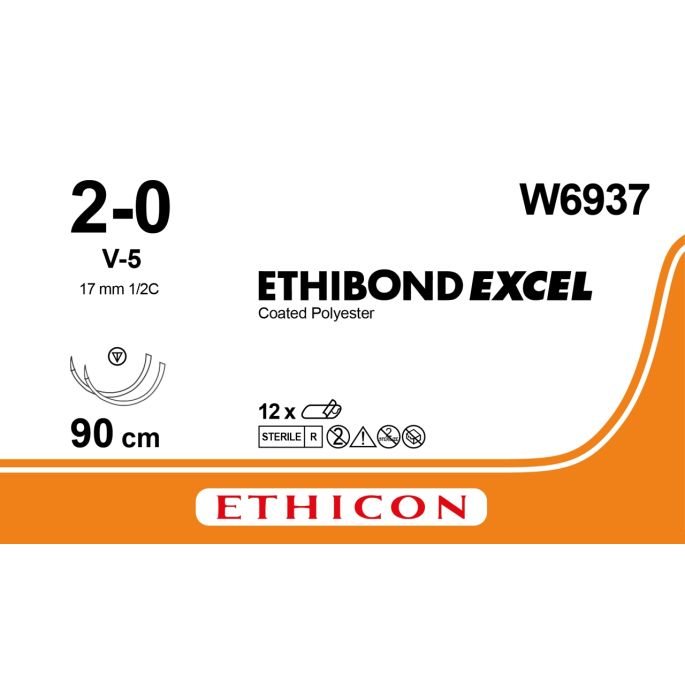 Ethibond Excel groen 2-0, V-5 naald, W6937, 12 stuks