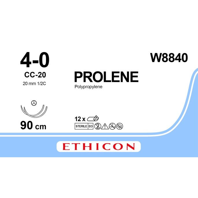 Prolene blauw 4-0, CC-20 naald, W8840, 12 stuks