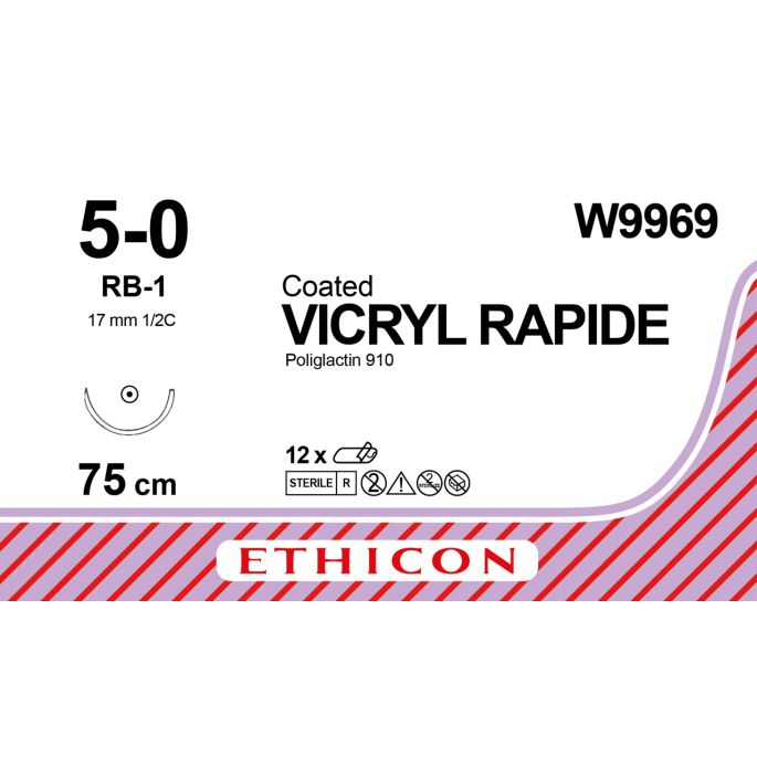 Vicryl Rapide ongekleurd 5-0, RB-1 naald, W9969, 12 stuks