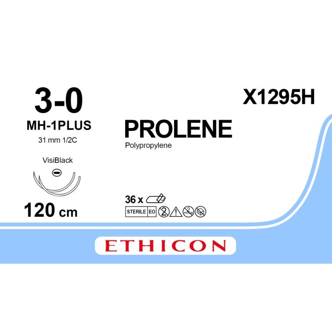 Prolene blauw 3-0, MH-1 PLUS VB naald, X1295H, 36 stuks