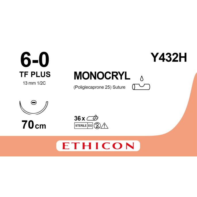 Monocryl violet 6-0, TF PLUS naald, Y432H, 36 stuks