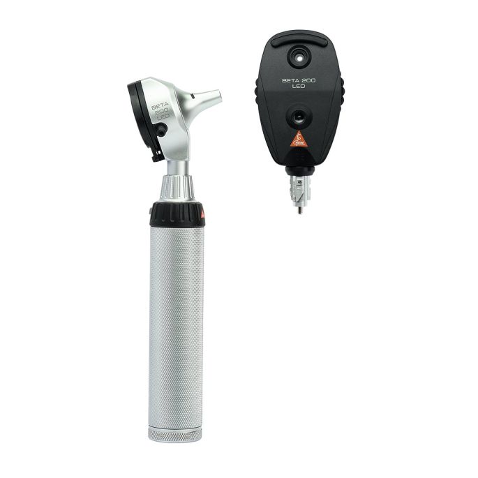HEINE BETA 200 LED diagnostische set met BETA 200 LED F.O. otoscoop, BETA 200 LED oftalmoscoop en BETA batterijhandvat (2,5 V)
