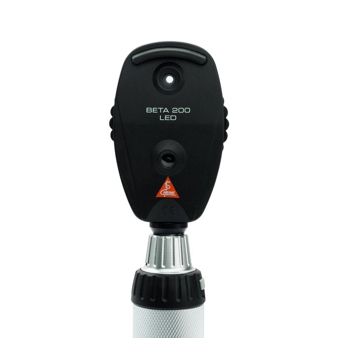 HEINE BETA 400 LED F.O. otoscoop + BETA 200 LED oftalmoscoop set met 2x BETA4 USB oplaadhandvat, plug-in voeding en harde koffer (3,5 V)