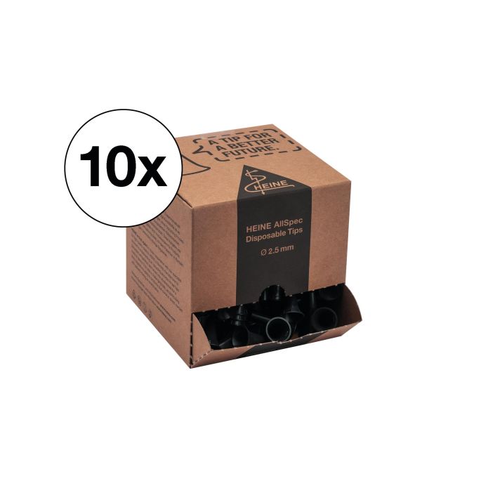 HEINE AllSpec wegwerptips Ø 2,5 mm voor baby's en kinderen, omdoos van 10 dispenserpacks x 250 stuks (2.500 tips), gerecycled kunststof