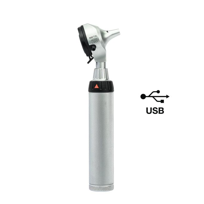 HEINE BETA 400 F.O. LED otoscoop kit met BETA4 USB-oplaadbare handgreep + USB-snoer + plug-in voeding