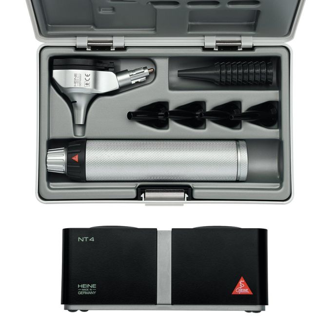 HEINE BETA 200 F.O. LED otoscoop set met BETA4 NT oplaadbaar handvat en NT4 tafellader + accessoires