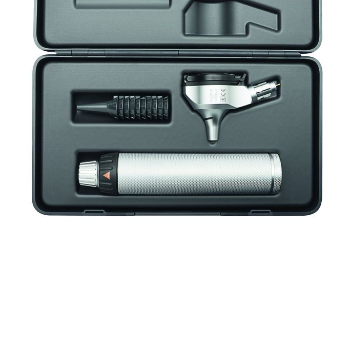 HEINE BETA 400 LED F.O. otoscoopset met 2,5 V BETA-batterijhandvat, 4 herbruikbare tips, 10 AllSpec wegwerptips en harde koffer