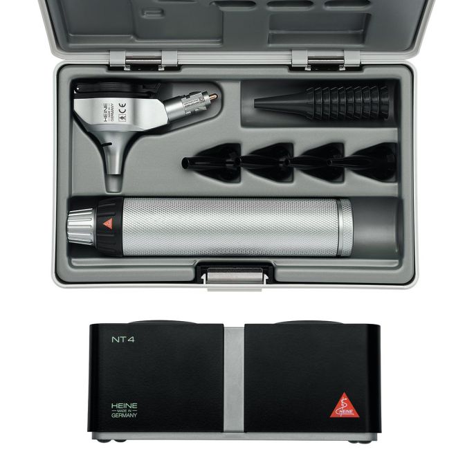 HEINE BETA 400 F.O. LED otoscoop set met BETA4 NT oplaadbaar handvat en NT4 tafellader + accessoires