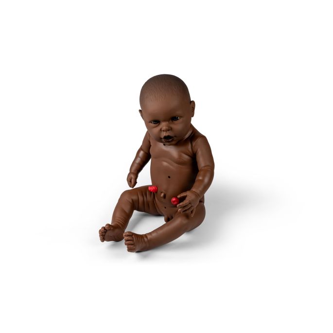 Oefenbaby 'Neneh' voor de verpleegopleiding, meisje, donkere huidskleur