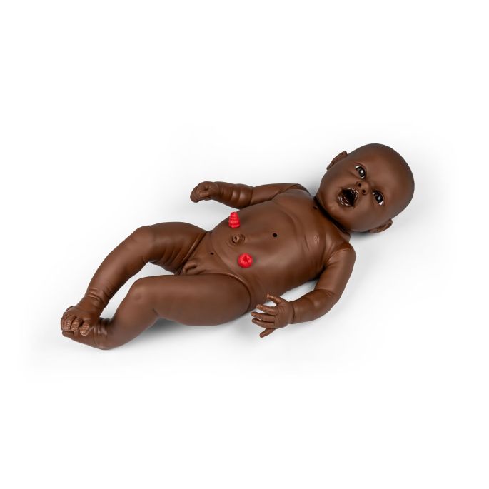 Oefenbaby 'Neneh' voor de verpleegopleiding, meisje, donkere huidskleur