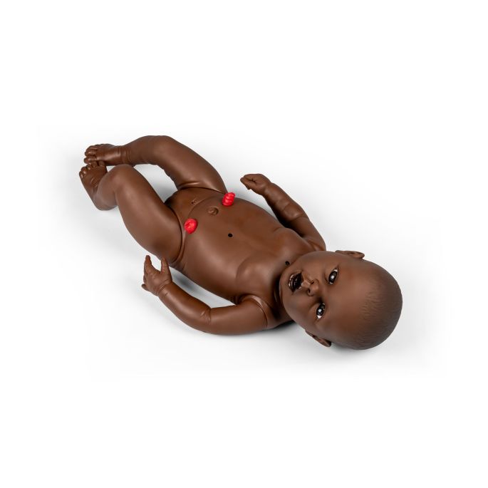 Oefenbaby 'Neneh' voor de verpleegopleiding, meisje, donkere huidskleur