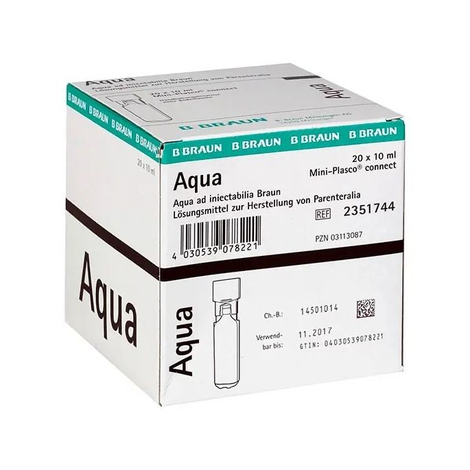 B. Braun Mini-Plasco Aqua ad iniectabilia 10 ml, 20 ampullen
