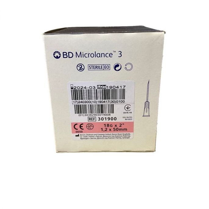 BD Microlance 3 roze 18G, 1,2 x 50 mm, Thin Wall, 100 stuks