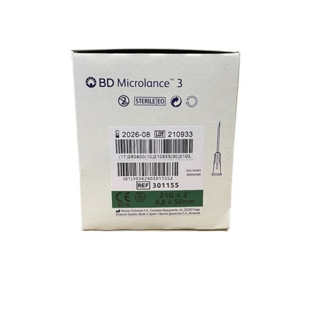 BD Microlance 3 groen 21G, 0,8 x 50 mm, 100 stuks