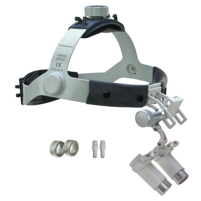 HEINE HRP binoculaire loep 4x op 340 mm met i-View op Professional L hoofdband zonder S-GUARD, Set C uitvoering