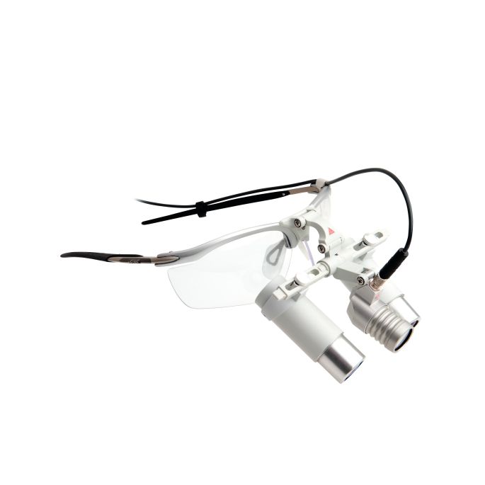 HEINE LoupeLight2 LED loeplamp met HRP binoculaire loep 6x op 340 mm op S-FRAME bril, complete set