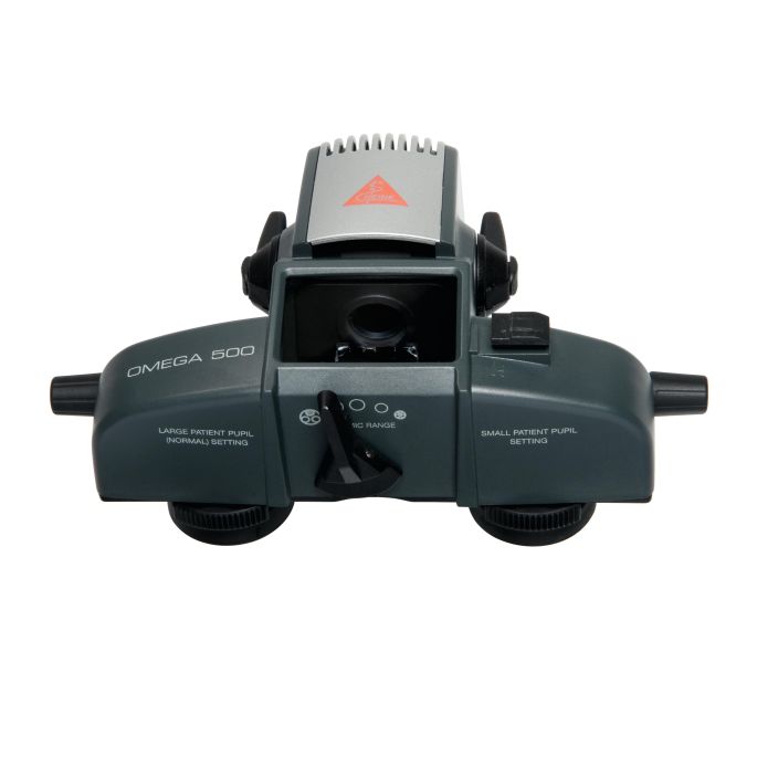 HEINE OMEGA 500 binoculaire indirecte oftalmoscoop 6V LED op hoofdband met HC 50L reostaat en aansluitkabel cinch
