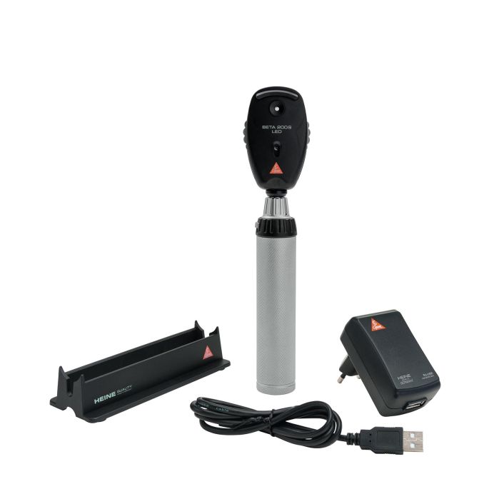 HEINE BETA 200S XHL directe oftalmoscoopset 3,5 V met BETA4 USB oplaadbaar handvat