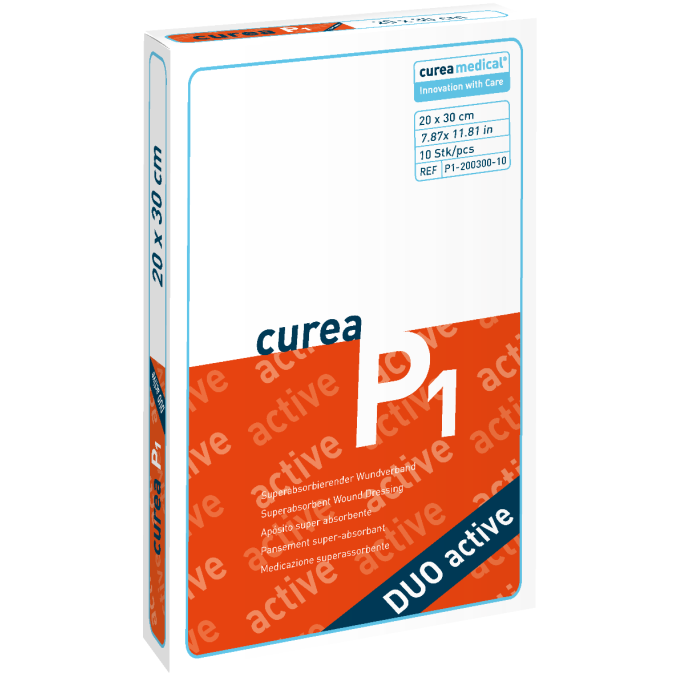 Curea P1 superabsorberend wondverband Duo Active 20 x 30 cm steriel, 10 stuks