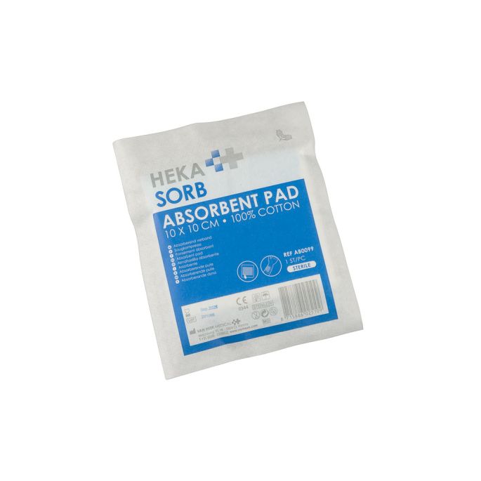 HEKA Sorb absorberend verband 10 x 10 cm steriel, 10 stuks
