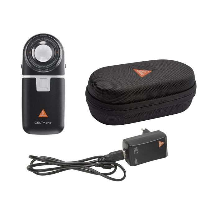 Heine DELTAone dermatoscoop met contactplaat met schaalverdeling, USB-kabel, netadapter, harde koffer
