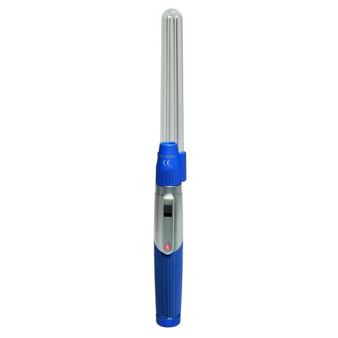 HEINE mini 3000 combi lamp set 2,5 V XHL, compleet met mini 3000 batterijhandvat en 5 wegwerpbladen