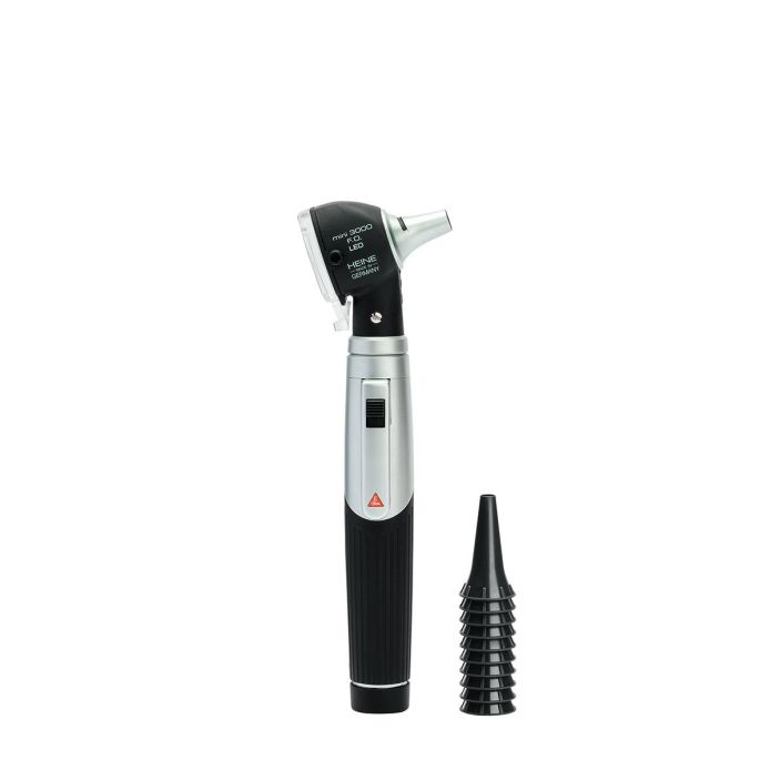 HEINE mini 3000 F.O. LED otoscoop kit met batterijhandvat en AllSpec tips