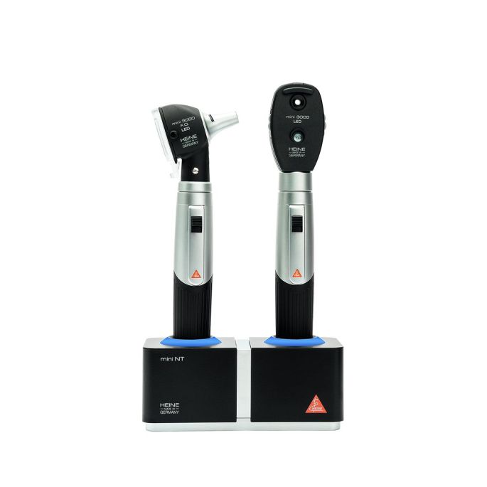 HEINE mini 3000 LED F.O. otoscoop en mini 3000 LED oftalmoscoop set 2,5 V met 2 mini 3000 batterijhandvaten